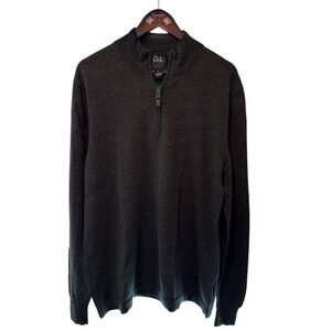 Jos A Bank Traveler Mens Dark Gray 100% Merino Wool 1/4‎ Zip Sweater XL